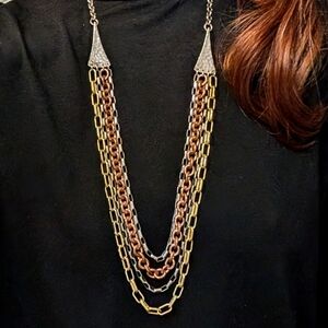 Vintage Robert Lee Morris RLM Sterling Silver/Mixed Metal Multi-Chain Necklace